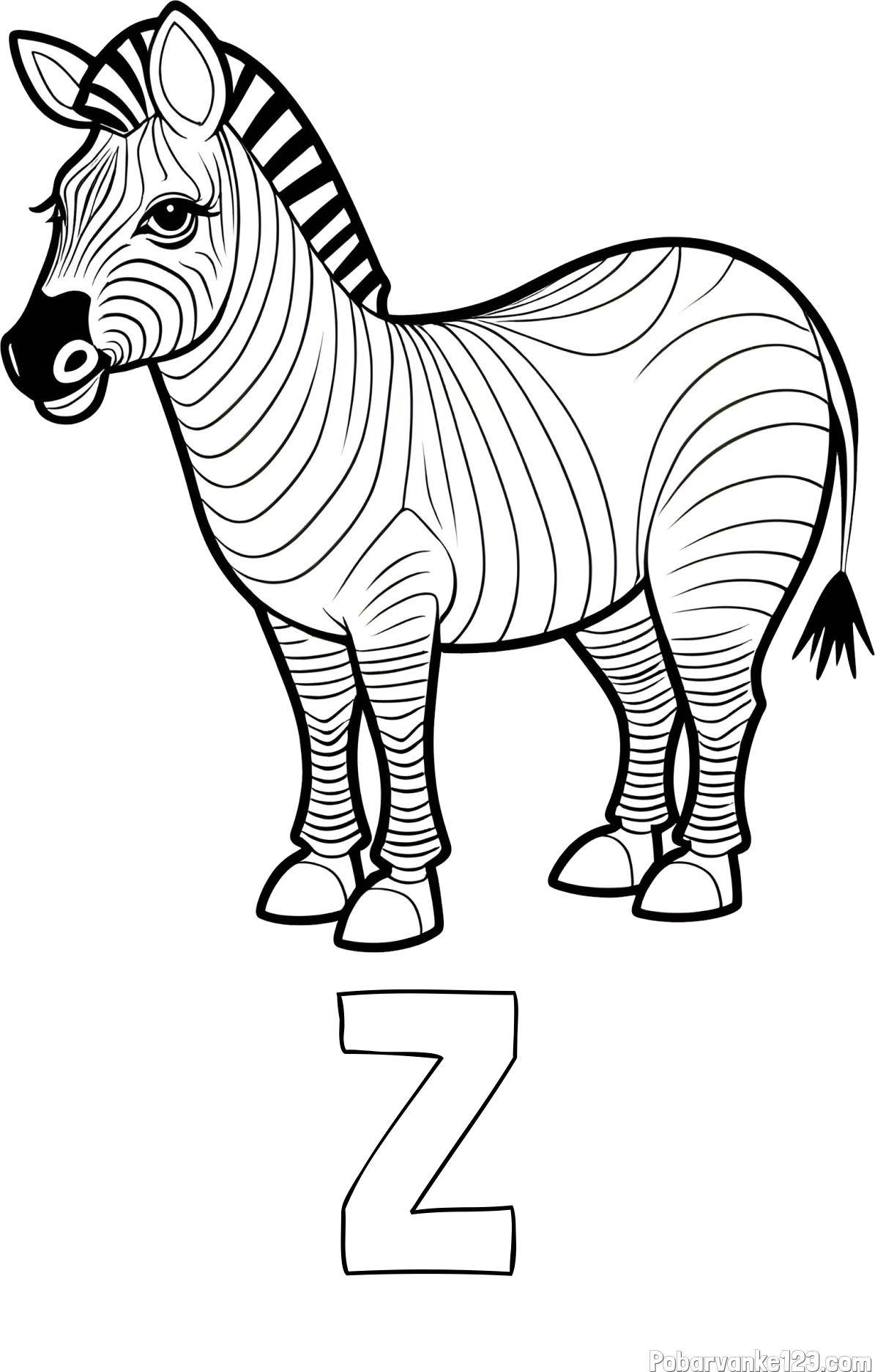 Pobarvanka imena Z in pobarvanka ljubke zebre