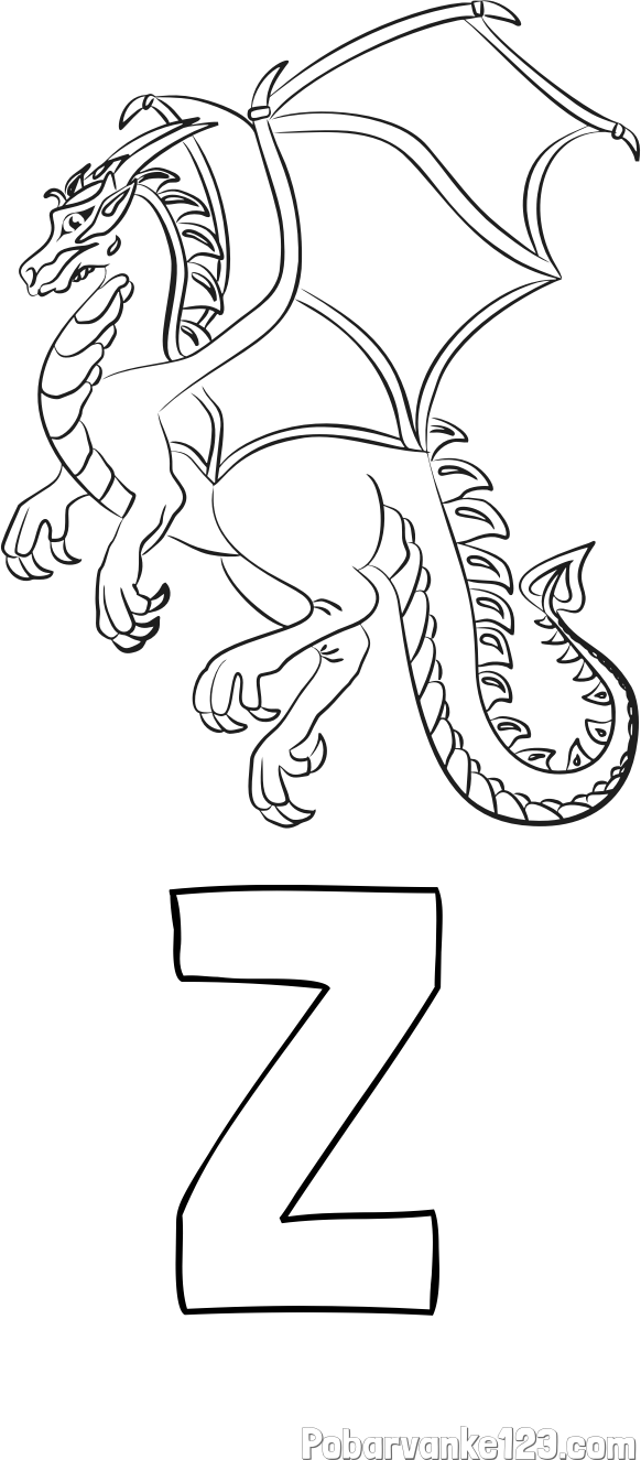 Pobarvanka imena Z in pobarvanka strašnega zmaja