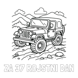 Online izdelana pobarvanka - Pobarvanka imena ZA 37 ROJSTNI DAN in pobarvanka džipa na terenu