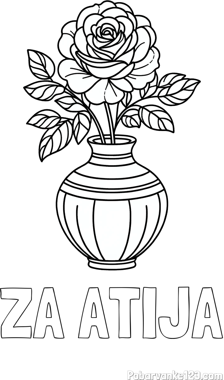 Pobarvanka imena ZA ATIJA in pobarvanka vrtnice v vazi