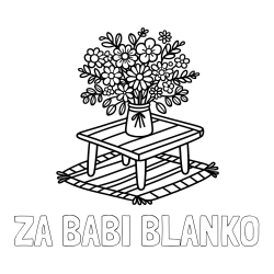 Online izdelana pobarvanka - Pobarvanka imena ZA BABI BLANKO in pobarvanka šopka rož na mizi