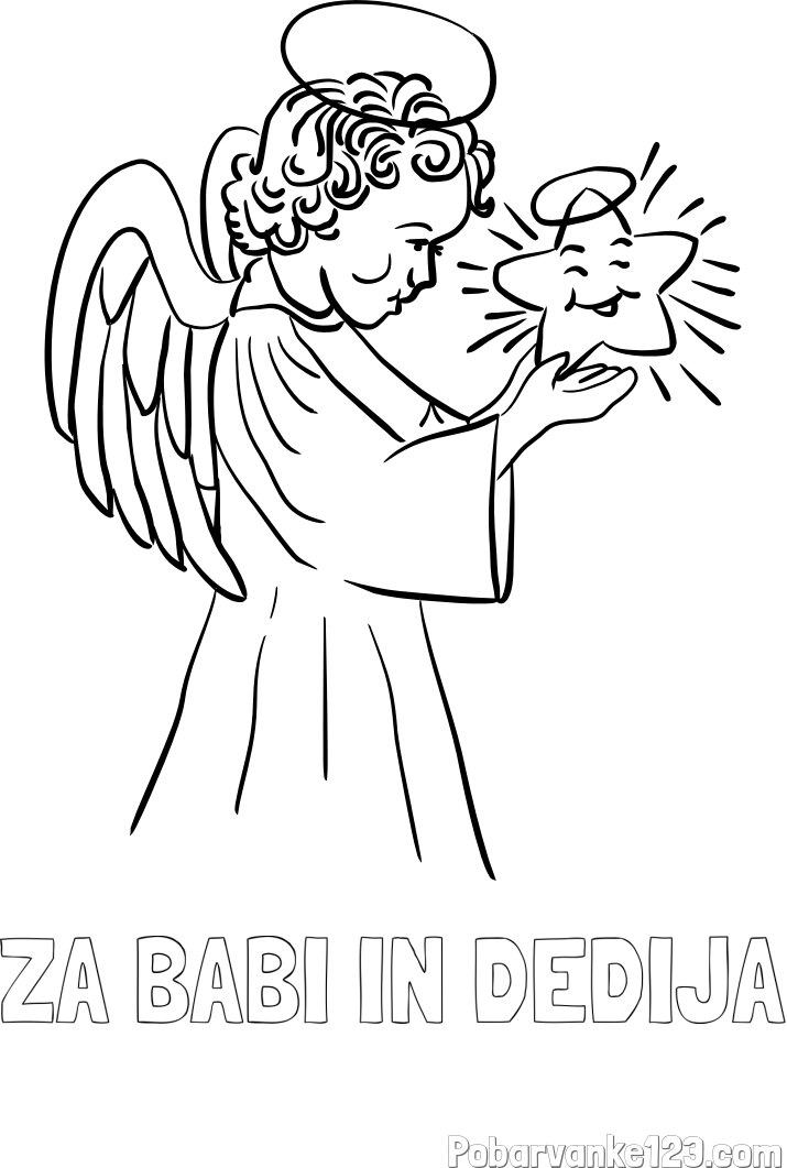 Pobarvanka imena ZA BABI IN DEDIJA in pobarvanka angela z zvezdo