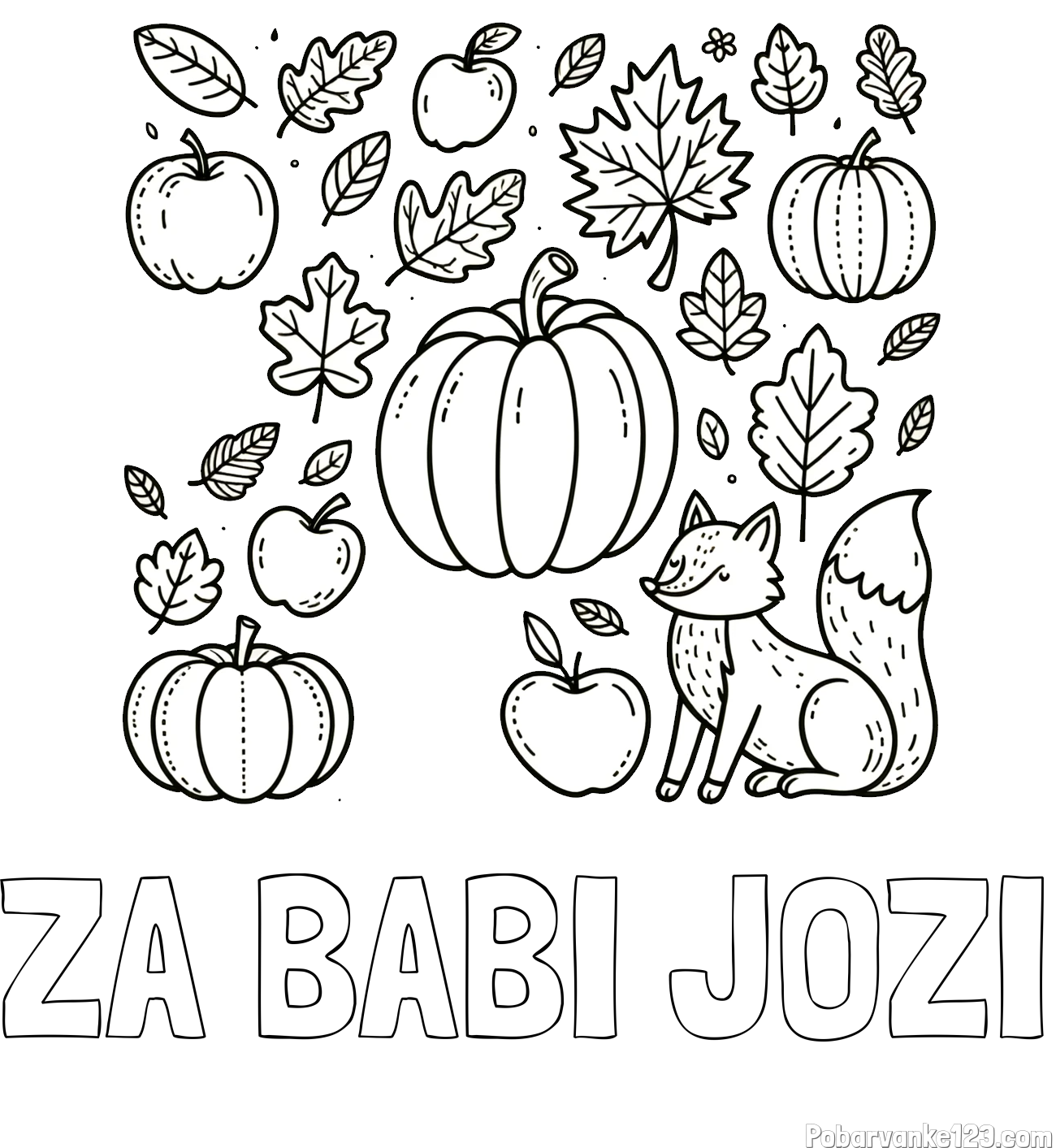 Pobarvanka imena ZA BABI JOŽI in pobarvanka z motivom jeseni