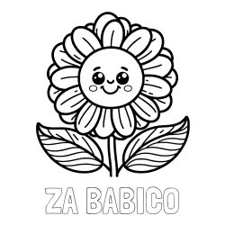 Online izdelana pobarvanka - Pobarvanka imena ZA BABICO in pobarvanka ljubke in nasmejane rože