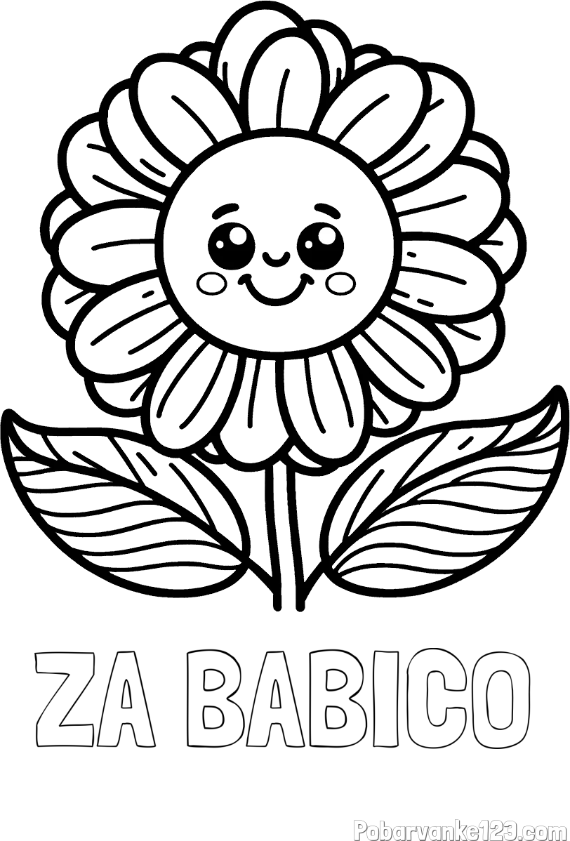 Pobarvanka imena ZA BABICO in pobarvanka ljubke in nasmejane rože