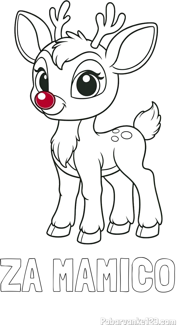 Pobarvanka imena ZA MAMICO in pobarvanka nasmejanega jelenčka Rudolfa