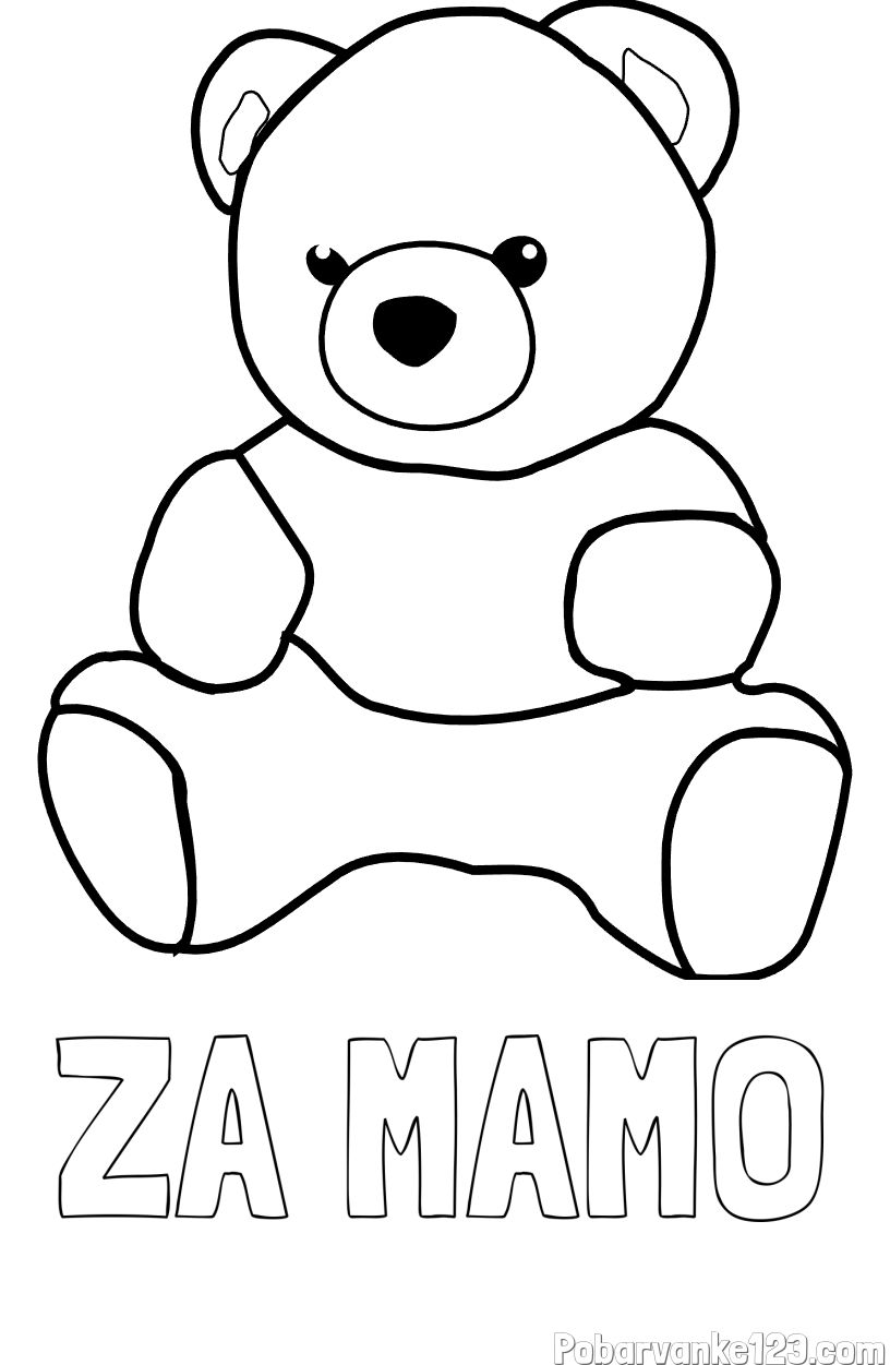 Pobarvanka imena ZA MAMO in pobarvanka medvedka