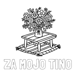 Online izdelana pobarvanka - Pobarvanka imena ZA MOJO TINO in pobarvanka šopka rož na mizi