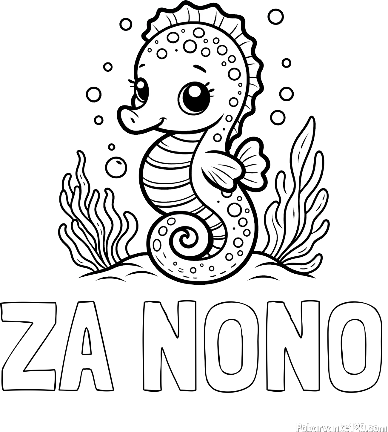 Pobarvanka imena ZA NONO in pobarvanka morskega konjička