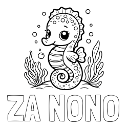 Online izdelana pobarvanka - Pobarvanka imena ZA NONO in pobarvanka morskega konjička