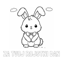 Online izdelana pobarvanka - Pobarvanka imena ZA TVOJ ROJSTNI DAN in pobarvanka prikupnega zajčka