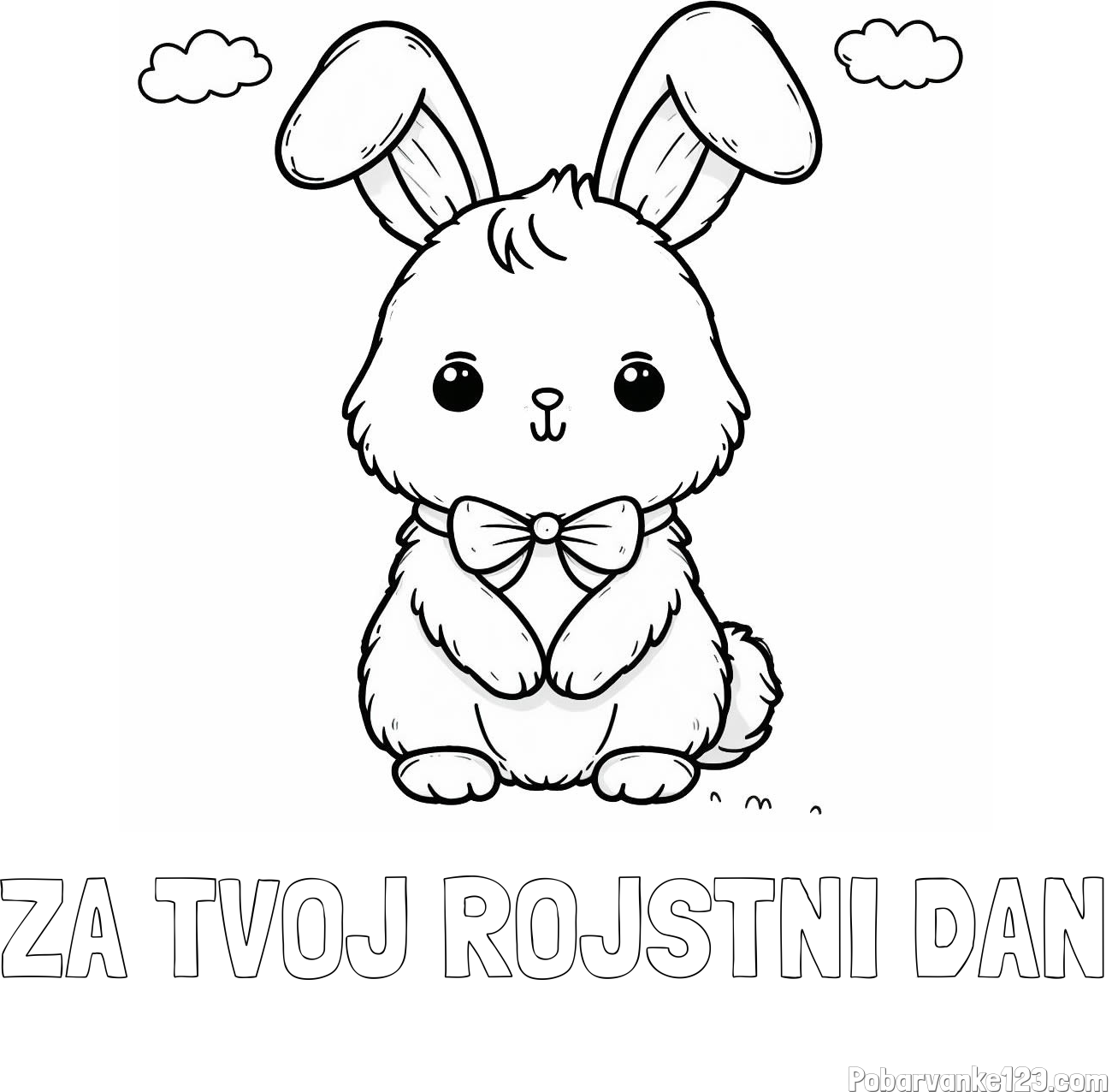 Pobarvanka imena ZA TVOJ ROJSTNI DAN in pobarvanka prikupnega zajčka