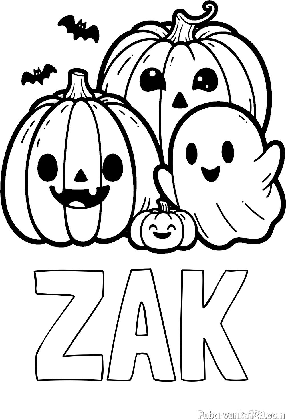 Pobarvanka imena ŽAK in pobarvanka duhca in buč za noč čarovnic