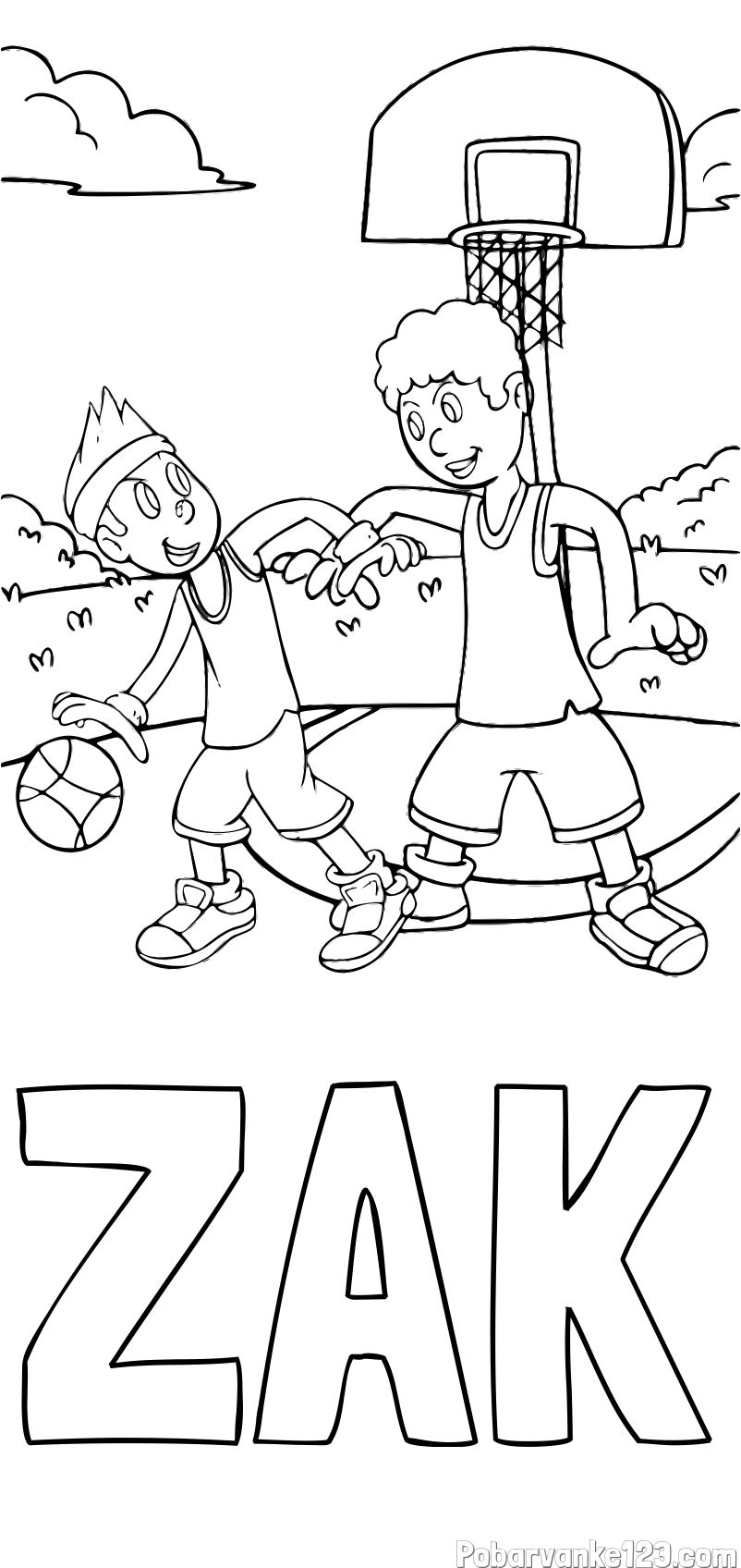 Pobarvanka imena ŽAK in pobarvanka košarkarjev pri igri