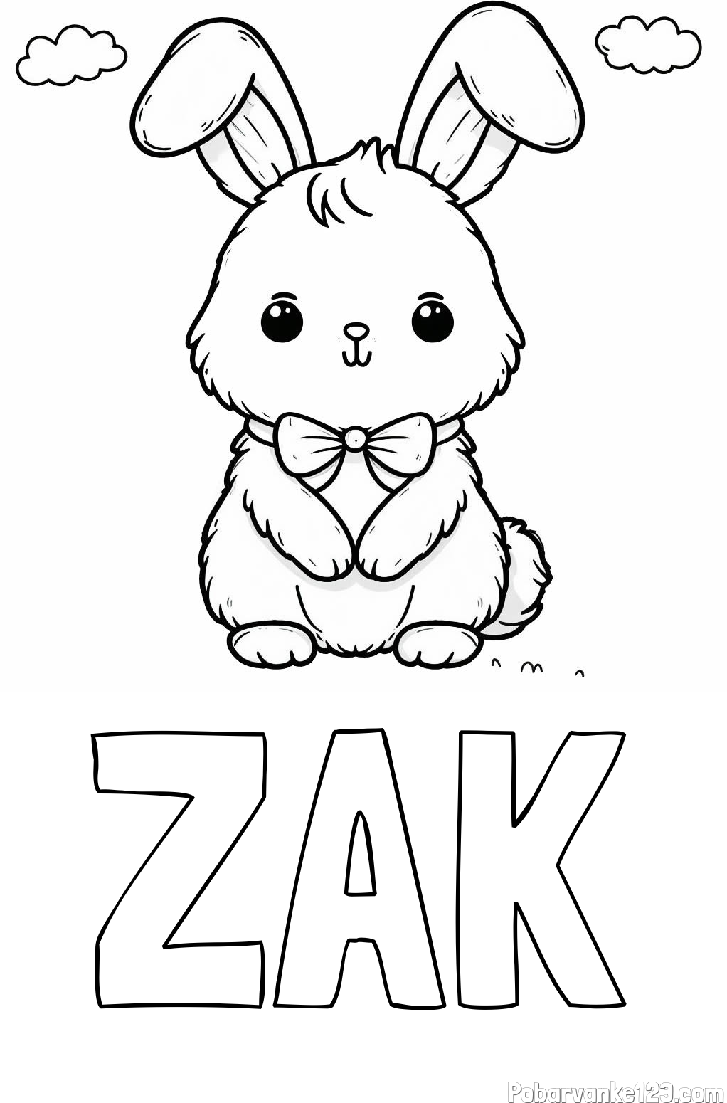 Pobarvanka imena ŽAK in pobarvanka prikupnega zajčka