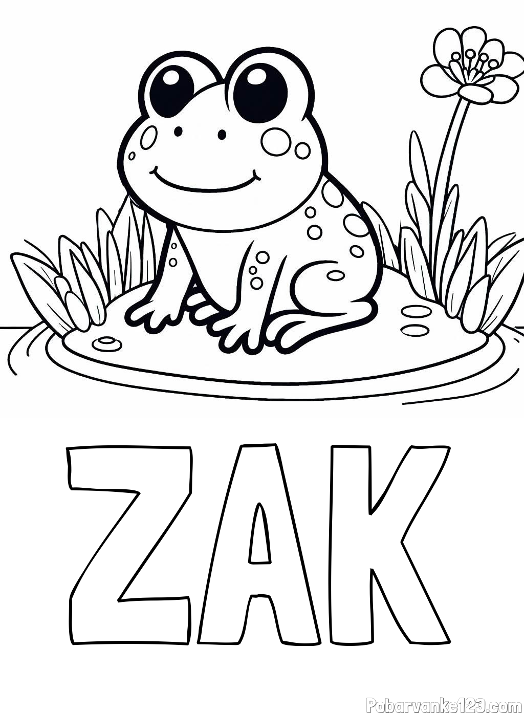 Pobarvanka imena ŽAK in pobarvanka žabe
