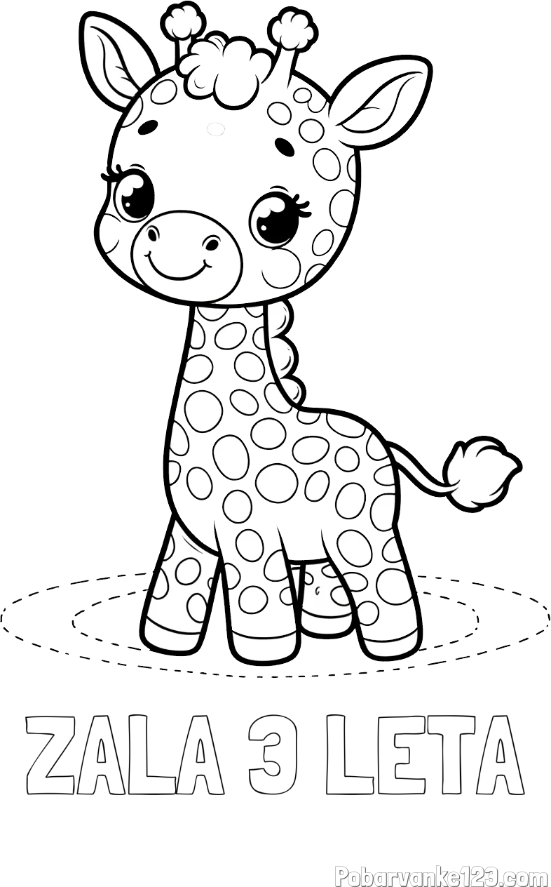Pobarvanka imena ZALA 3 LETA in pobarvanka žirafe