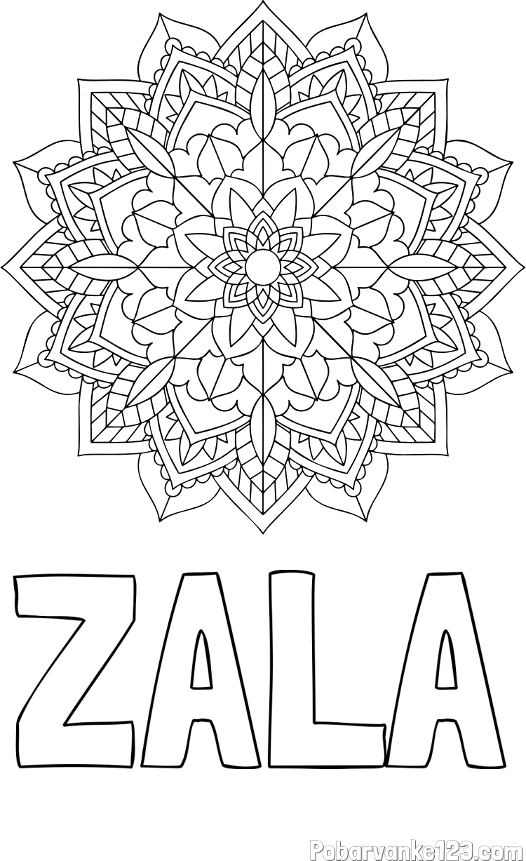 Pobarvanka imena ZALA in Čudovita pobarvanka mendale