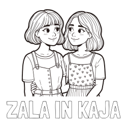 Online izdelana pobarvanka - Pobarvanka imena ZALA IN KAJA in pobarvanka dveh najboljših prijateljic
