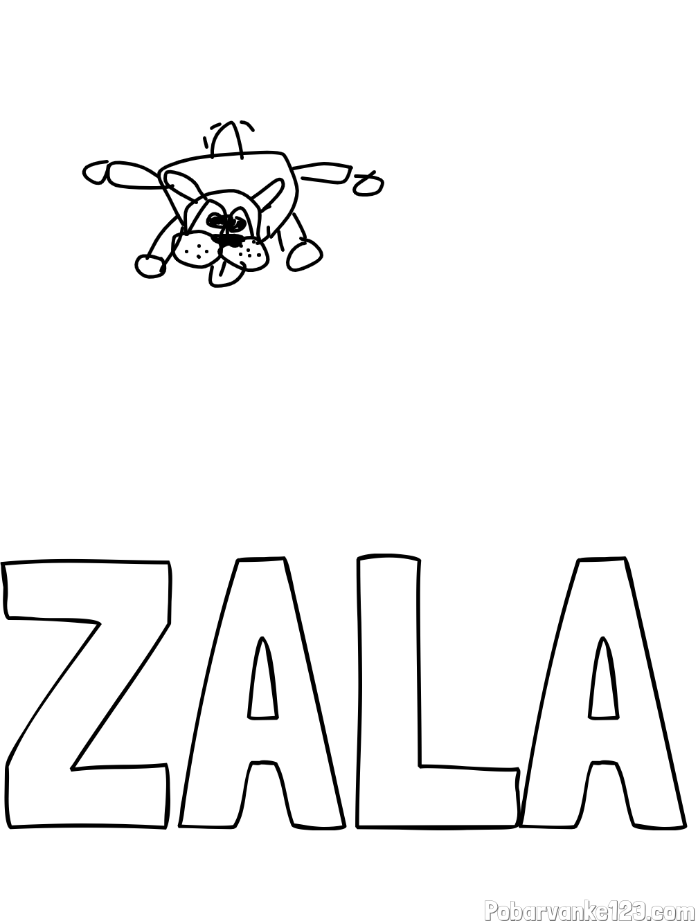 Pobarvanka imena ZALA in KUŽEK