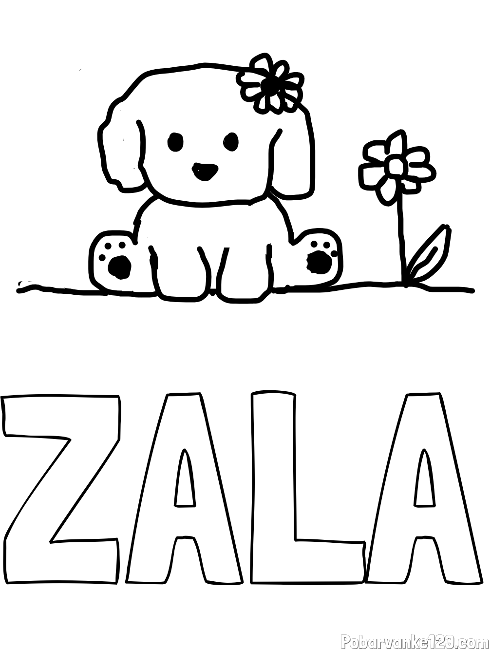Pobarvanka imena ZALA in KUŽIKA
