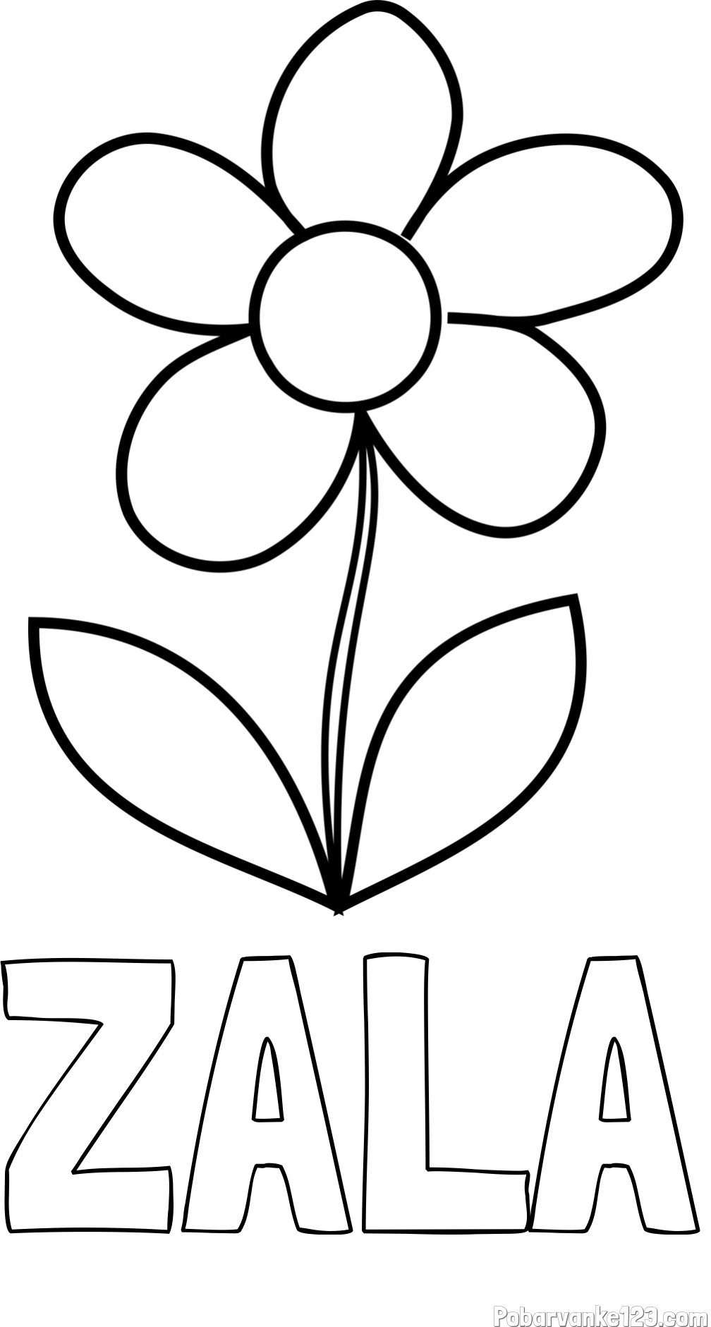Pobarvanka imena ZALA in otroška pobarvanka rože