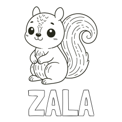 Pobarvanka imena ZALA in otroška pobarvanka veveričke
