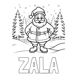 Pobarvanka imena ZALA in pobarvanka Božička v gozdu