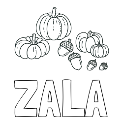 Online izdelana pobarvanka - Pobarvanka imena ZALA in pobarvanka buč in želoda