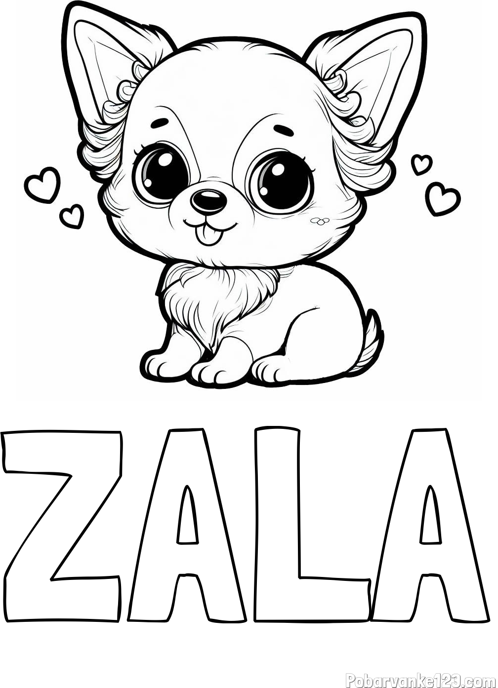 Pobarvanka imena ZALA in pobarvanka čivave