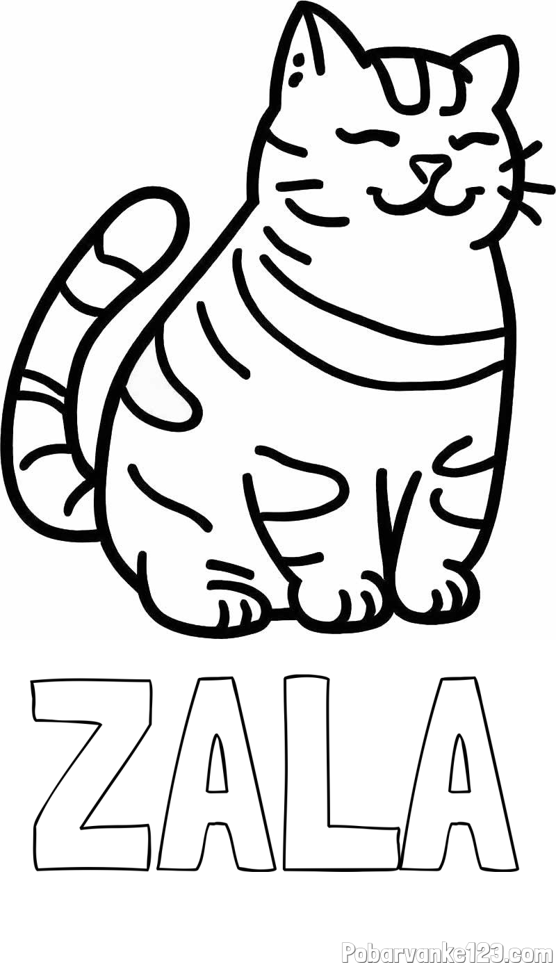 Pobarvanka imena ZALA in pobarvanka debelušne mačke