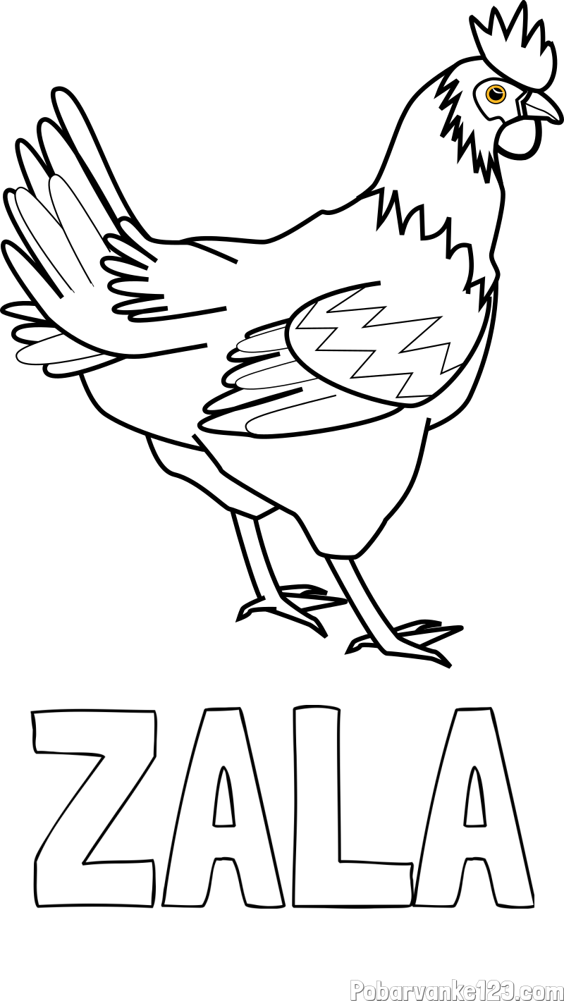 Pobarvanka imena ZALA in pobarvanka kokoške