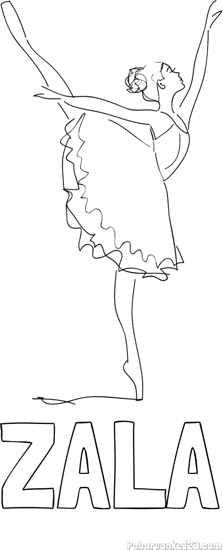 Pobarvanka imena ZALA in pobarvanka ljubke baletke