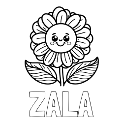 Pobarvanka imena ZALA in pobarvanka ljubke in nasmejane rože