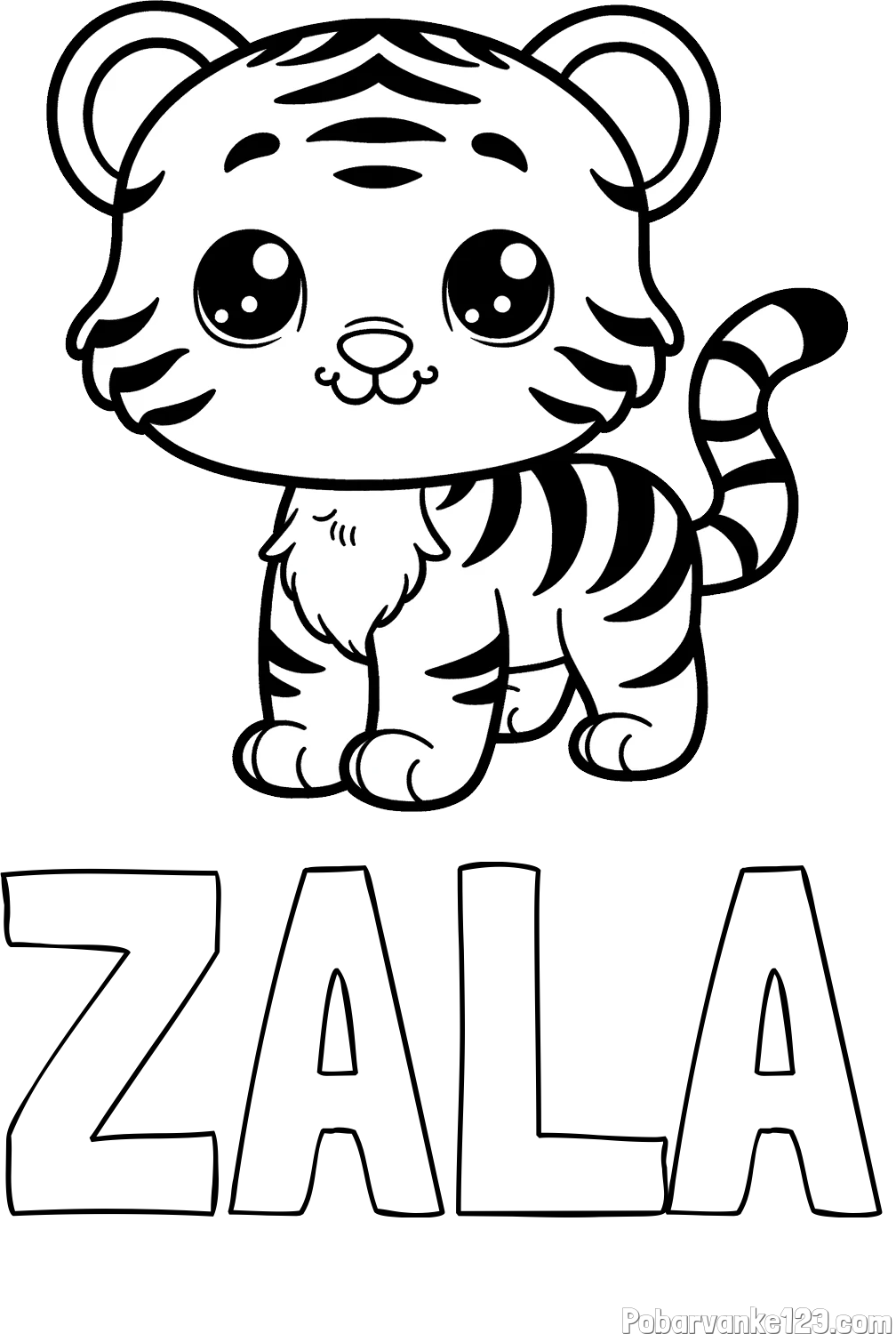 Pobarvanka imena ZALA in pobarvanka ljubkega tigrčka