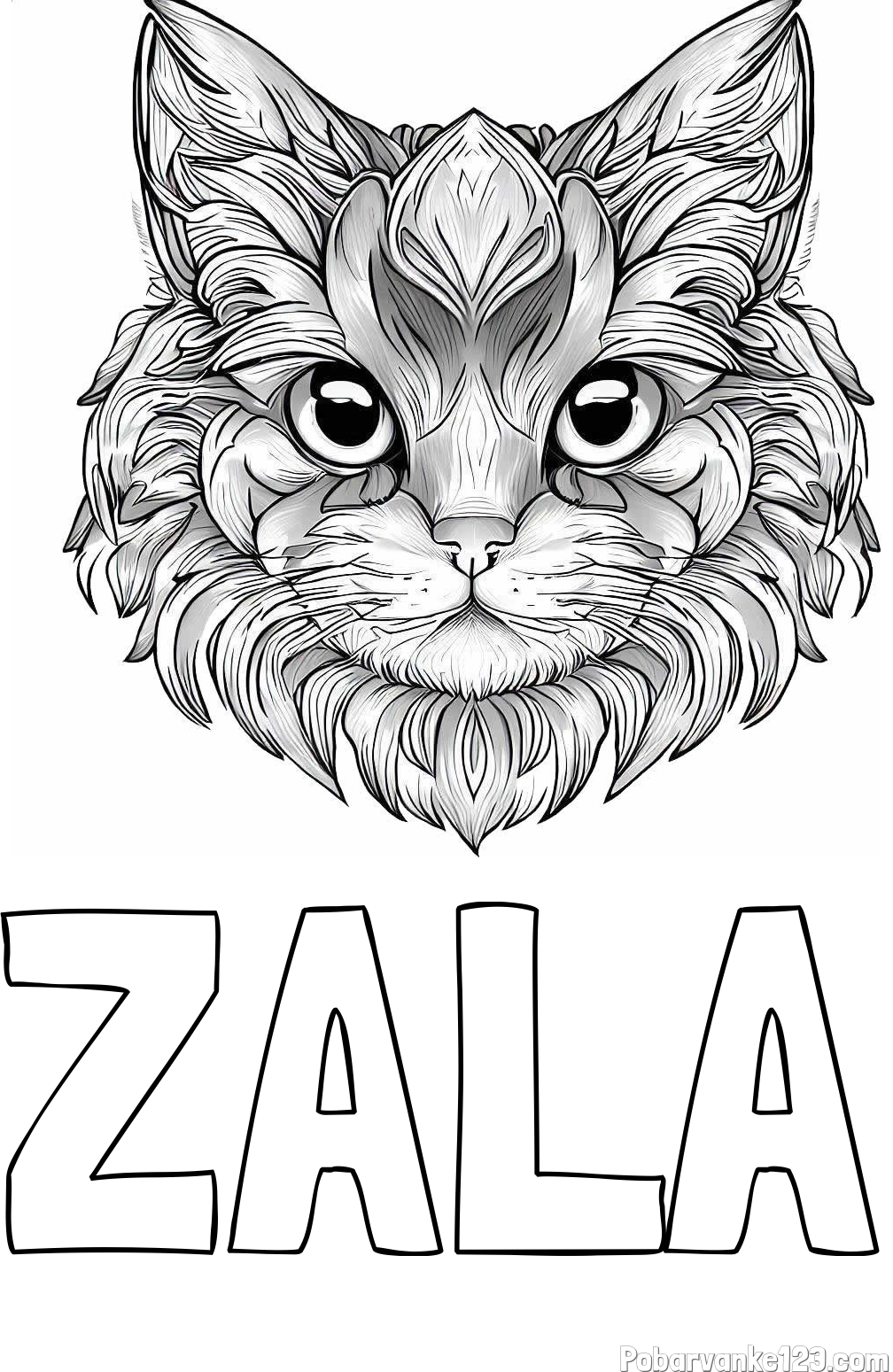 Pobarvanka imena ZALA in pobarvanka mačke