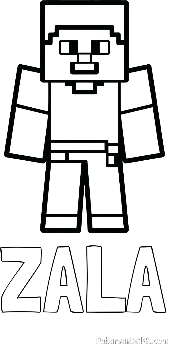 Pobarvanka imena ZALA in pobarvanka Minecraft figurice