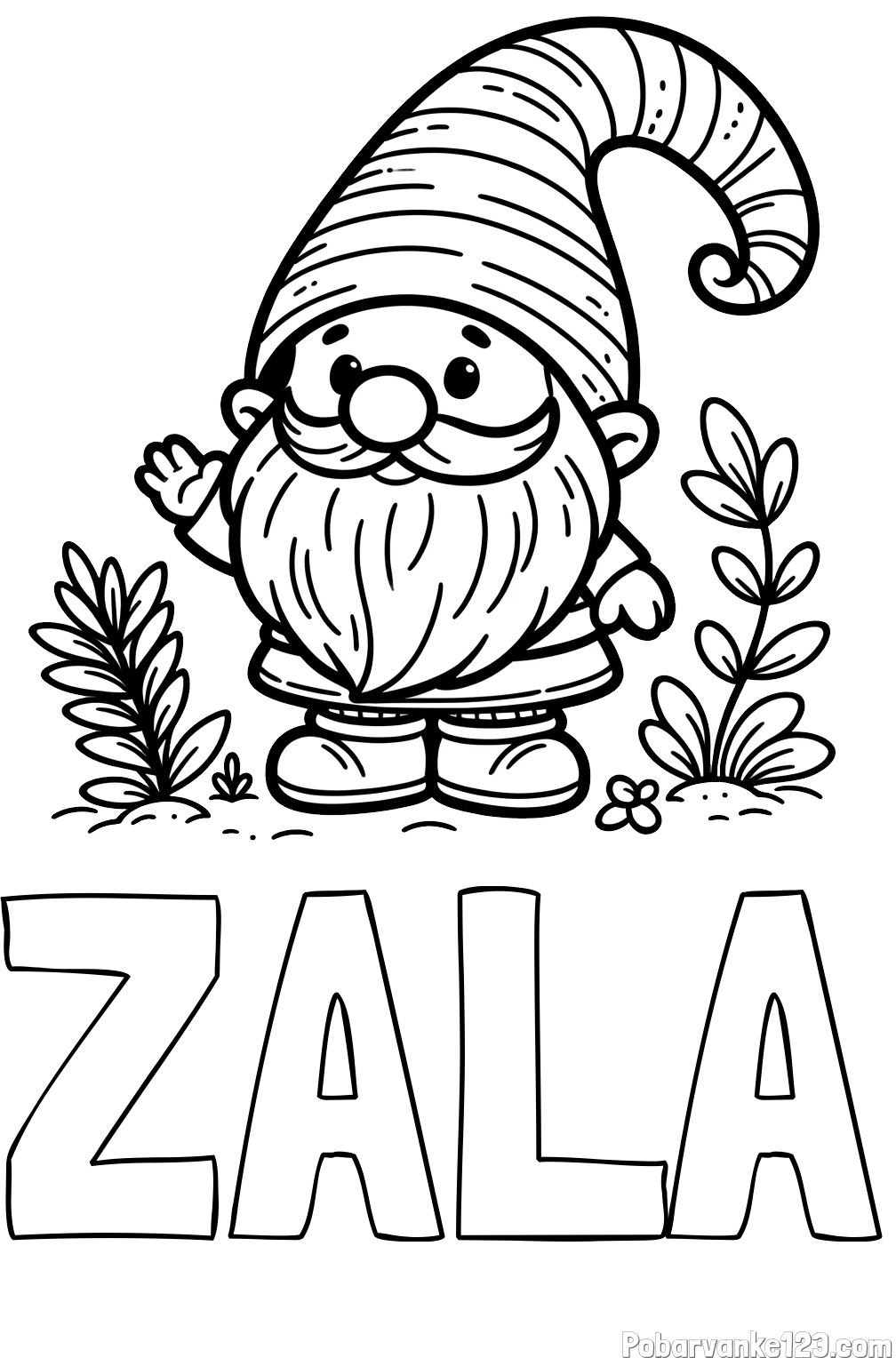 Pobarvanka imena ZALA in pobarvanka prijaznega škrata oz. palčka
