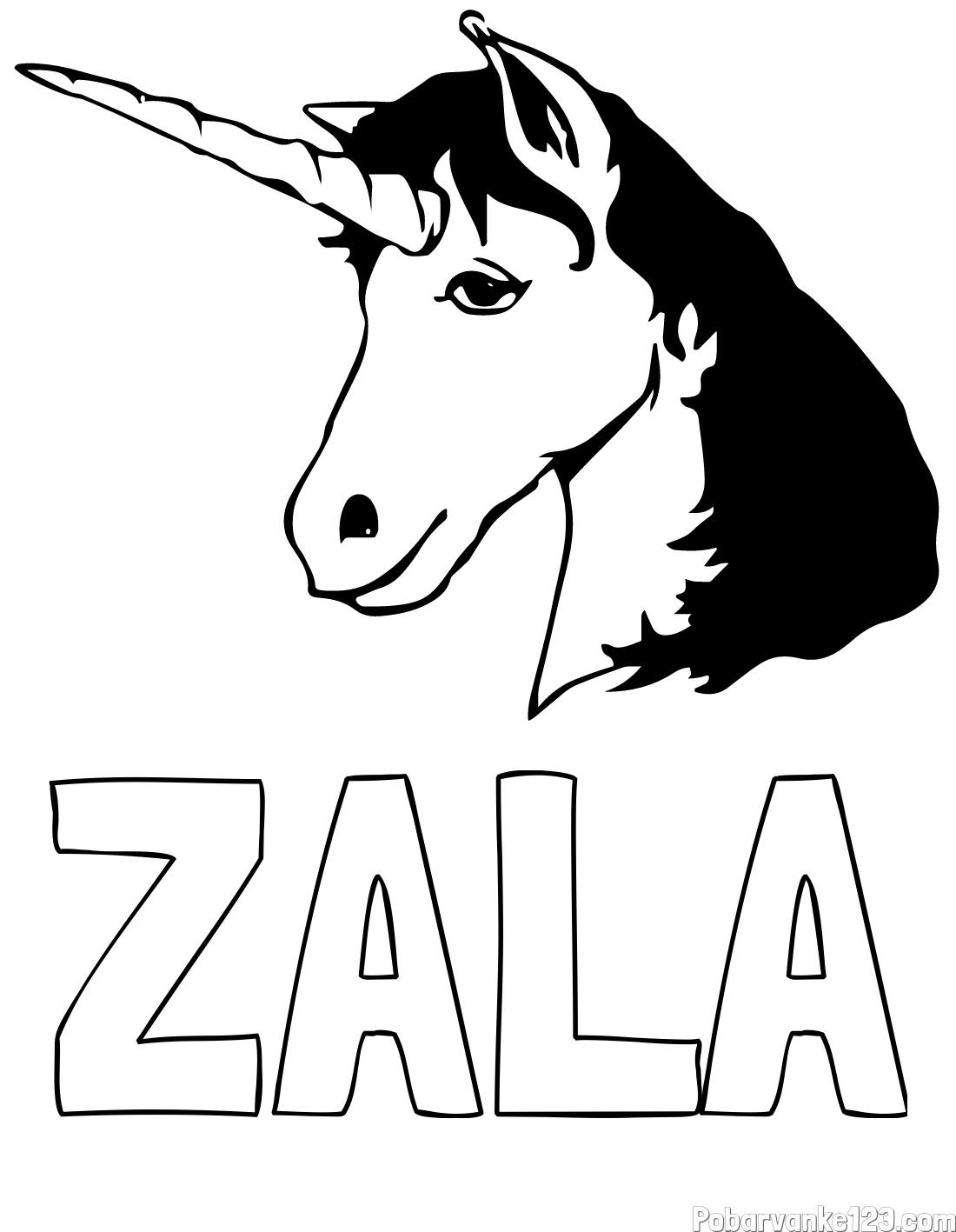 Pobarvanka imena ZALA in pobarvanka samorog
