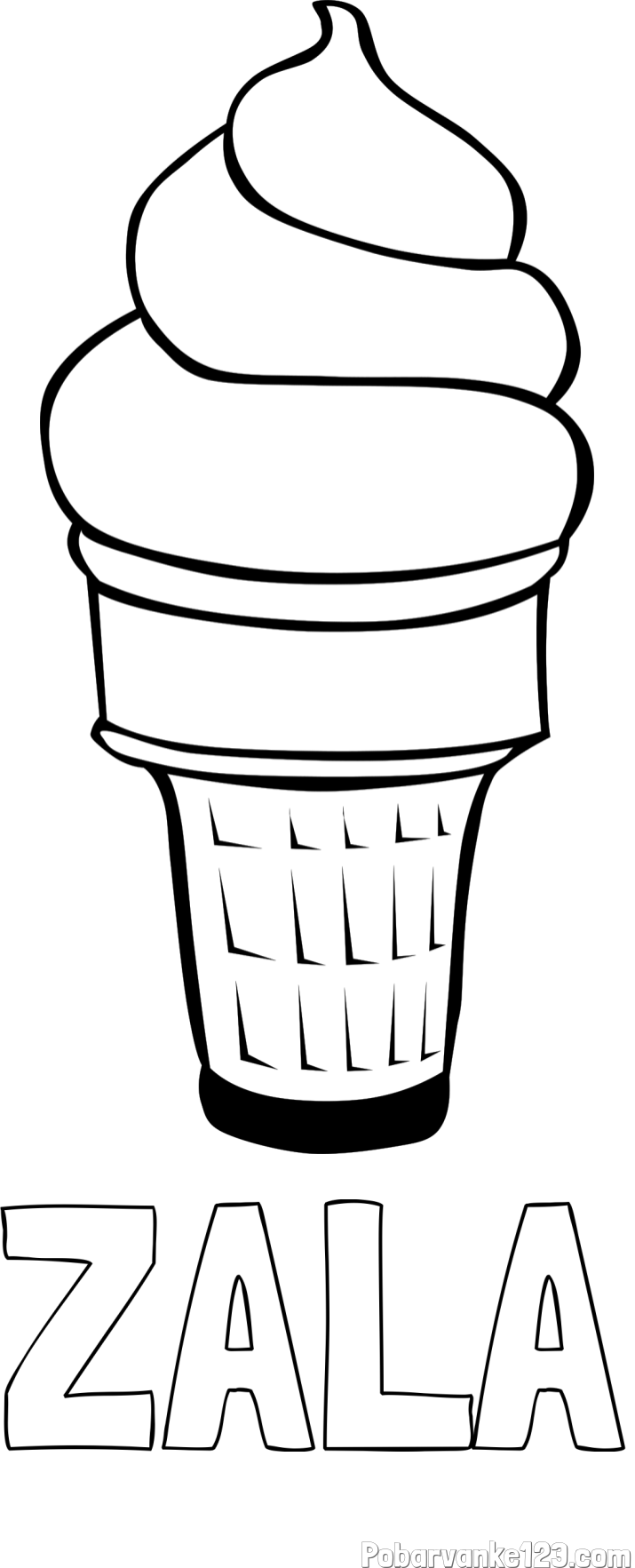Pobarvanka imena ZALA in pobarvanka sladoled