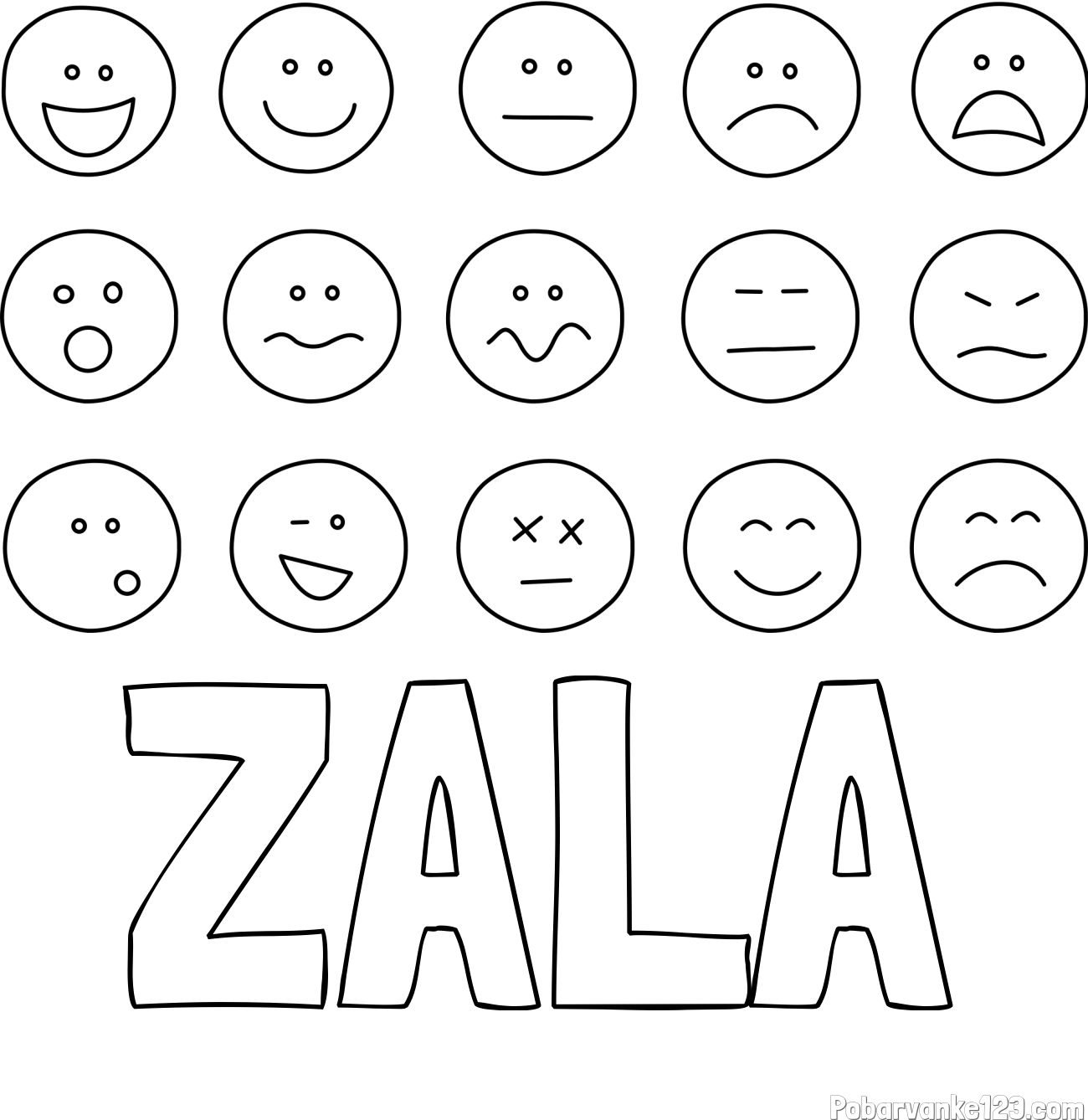 Pobarvanka imena ZALA in pobarvanka smeškov