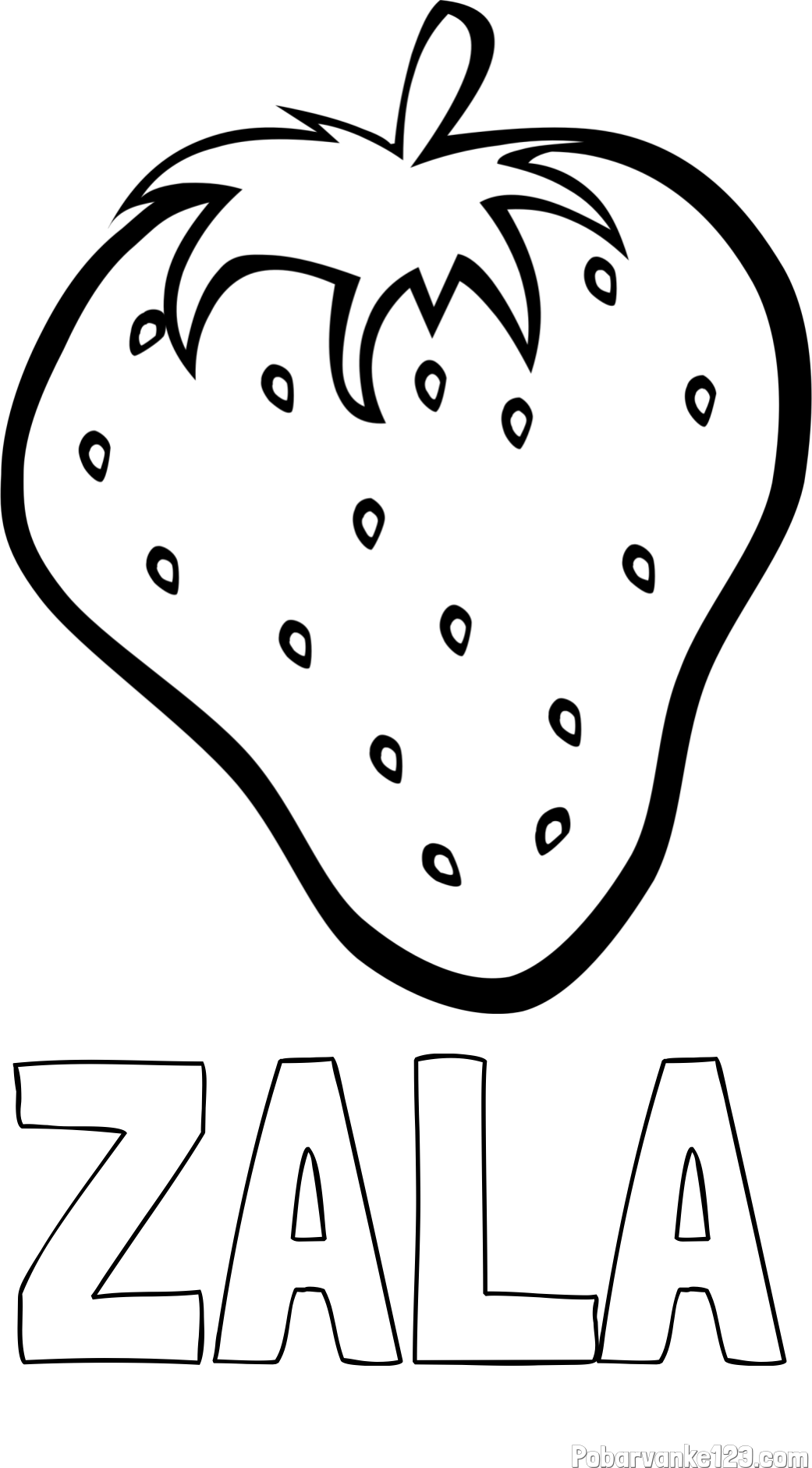 Pobarvanka imena ZALA in pobarvanka sočne jagode