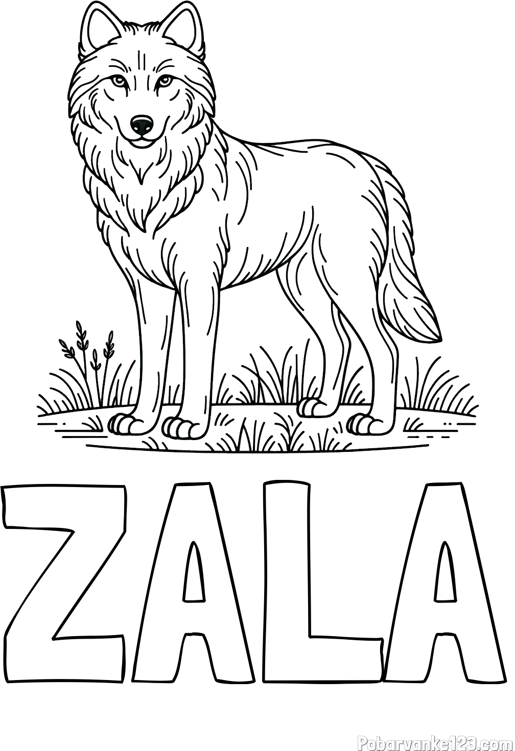 Pobarvanka imena ZALA in pobarvanka volka