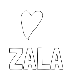 Online izdelana pobarvanka - Pobarvanka imena ZALA in srček
