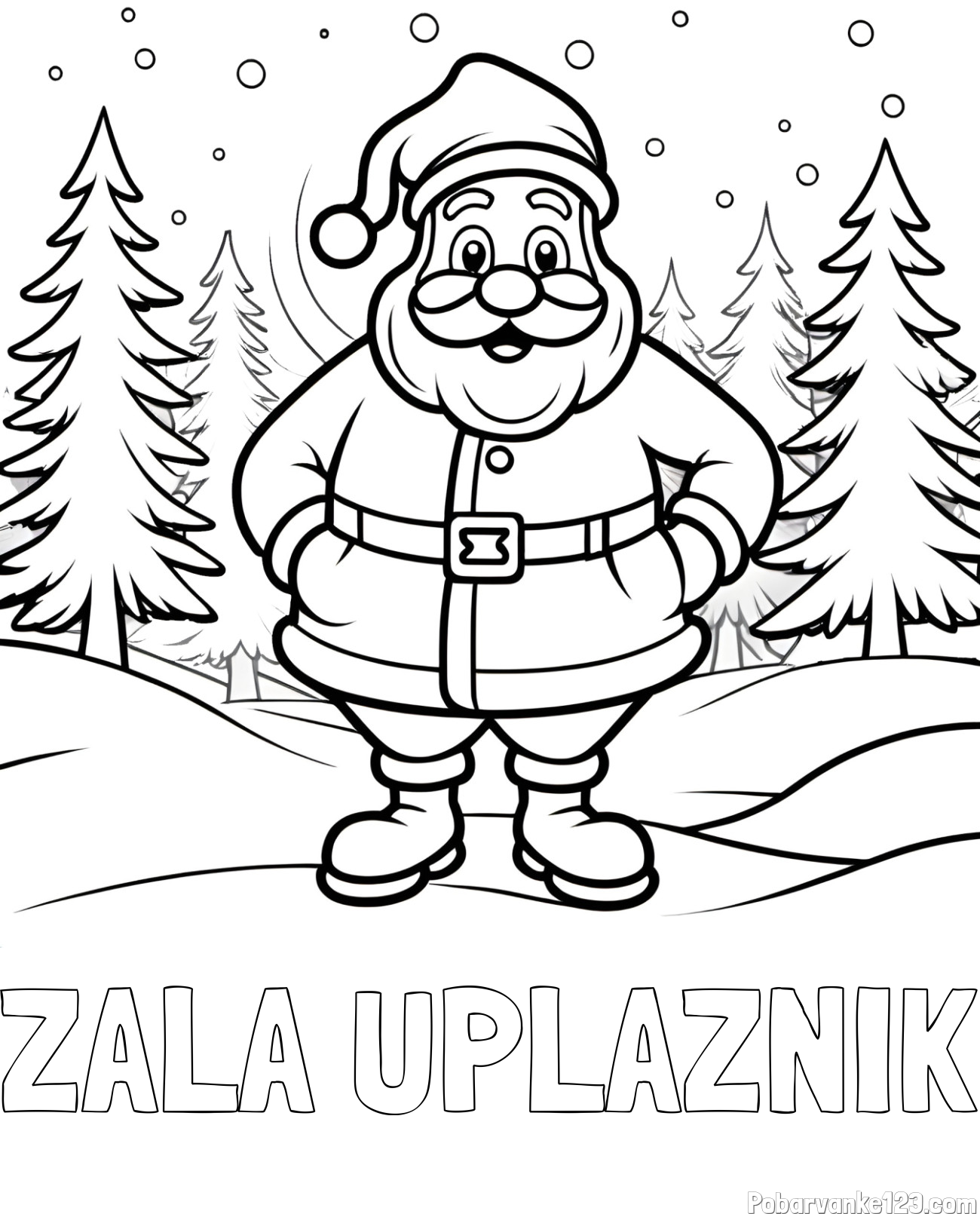 Pobarvanka imena ZALA UPLAZNIK in pobarvanka Božička v gozdu