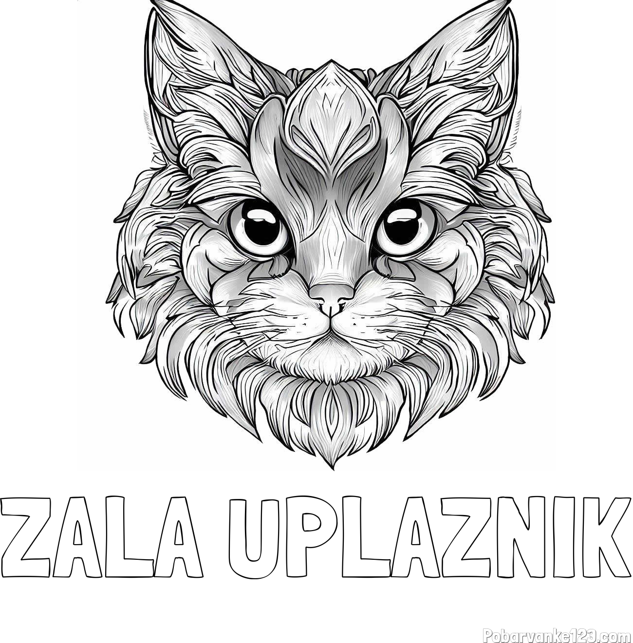 Pobarvanka imena ZALA UPLAZNIK in pobarvanka mačke