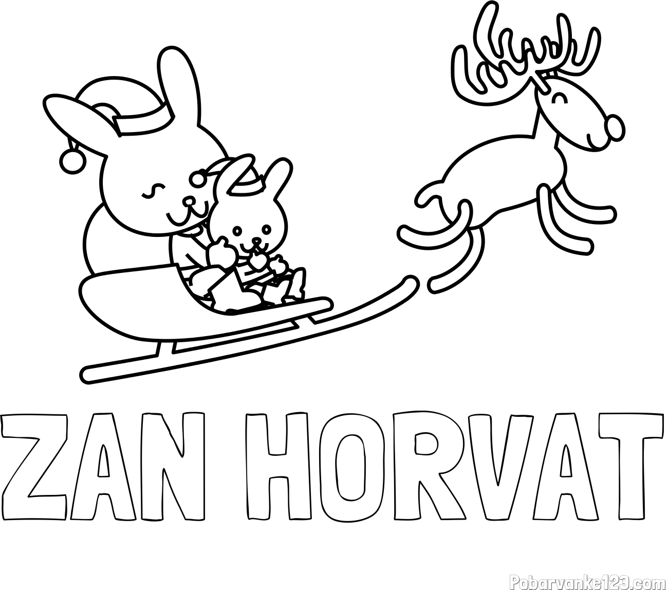 Pobarvanka imena ŽAN HORVAT in božične sani