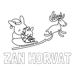 Online izdelana pobarvanka - Pobarvanka imena ŽAN HORVAT in božične sani