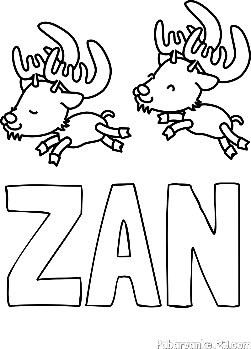 Pobarvanka imena ŽAN in jelenčka