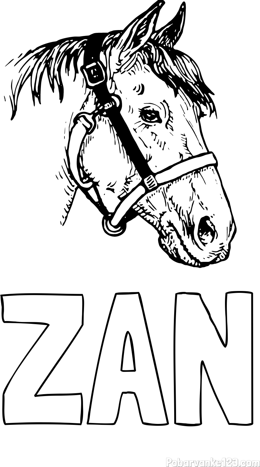 Pobarvanka imena ŽAN in konjska glava